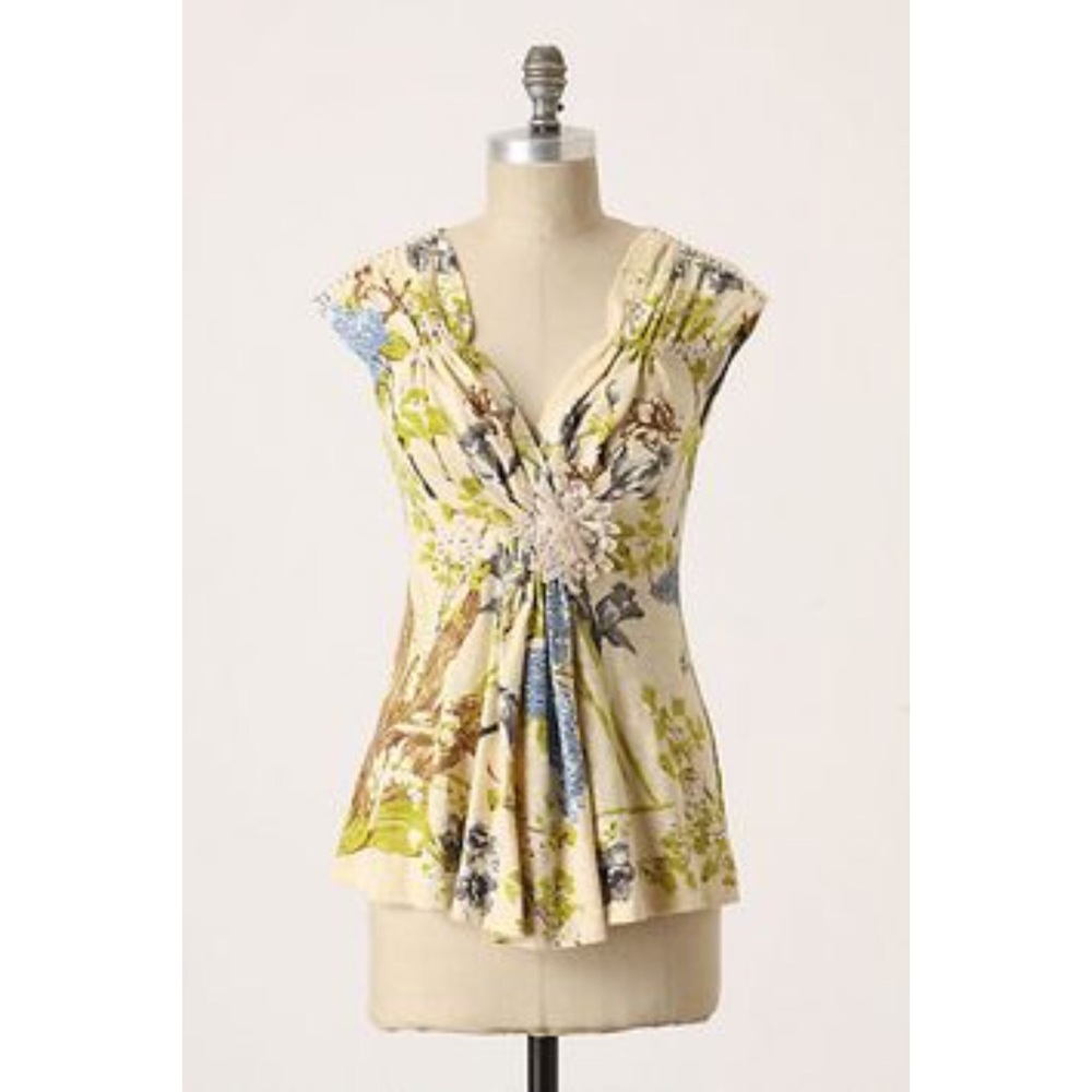 NWOT Anthro Baraschi Mint Julep Floral Top Size Medium